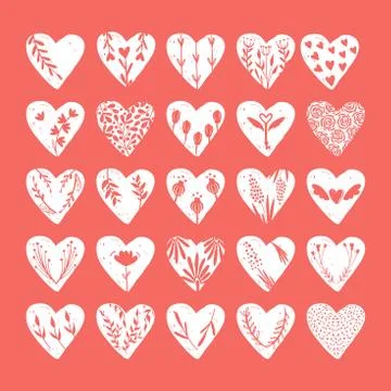 Vector collections of hand drawn hearts isolated on transparent background. Love Illustrazione stock