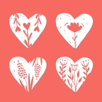 Vector collections of hand drawn hearts isolated on transparent background. Love Stock Illustration