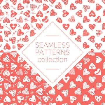 Vector collections of hand drawn hearts isolated on transparent background. Love Stock Illustration