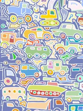 Vector color auto pattern, doodle lines, colorful grunge background Stock Illustration
