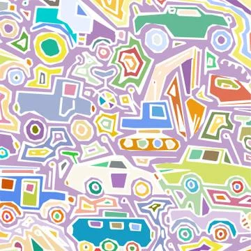 Vector color auto pattern, doodle lines, colorful grunge background Stock Illustration