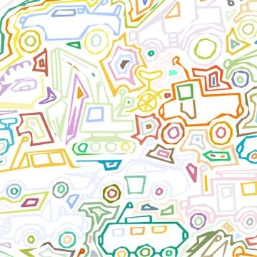 Vector color auto pattern, doodle lines, colorful grunge background Illustrazione stock