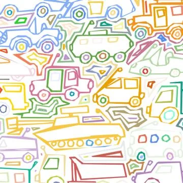 Vector color auto pattern, doodle lines, colorful grunge background Stock Illustration