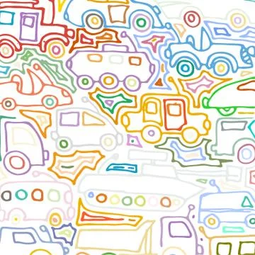 Vector color auto pattern, doodle lines, colorful grunge background Stock Illustration