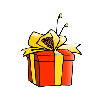 Vector color bright hand drawn gift box. Festive design element, clipart for  Stock-Illustration