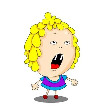 Vector color cartoon image of a cute little girl. Stock Illustration
