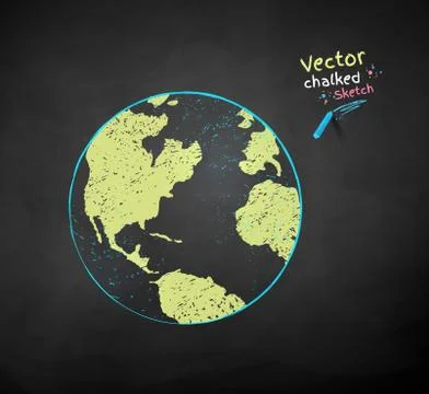 Vector color chalk drawn Earth globe Stock Illustration