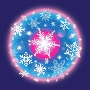 Vector color Christmas winter pattern with snowflakes Stock Illustration