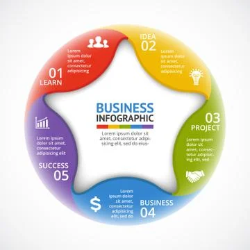 Vector color circle infographic. Template for cycle star diagram, graph Illustrazione stock