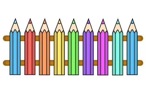 Vector color crayons fence Stock Illustration