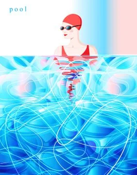 Vector color diving swimmer competition in the pool. Stock Illustration
