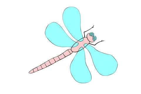 Vector color dragonfly in flat style, isolated on white background. Simple de Illustrazione stock