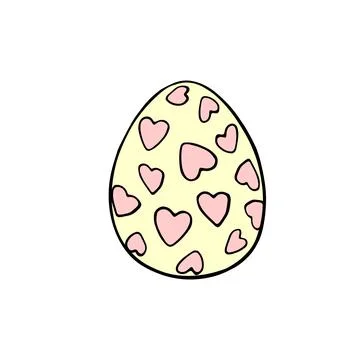Vector color easter egg with hearts. Holiday illustration, clip art in hand d Illustrazione stock