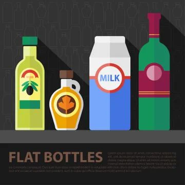 Vector color flat bottle set Stock Illustration