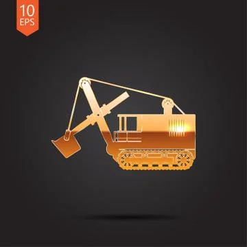 Vector color flat heavy machine icon Stock Illustration