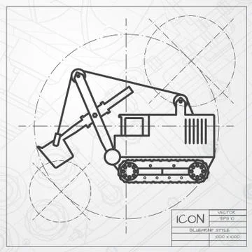 Vector color flat heavy machine icon Stock Illustration
