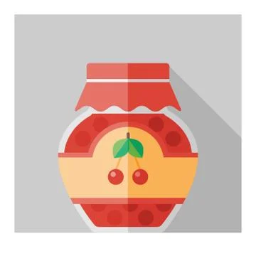 Vector color flat homemade jam bottle template Illustrazione stock
