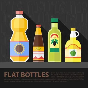 Vector color flat kitchen bottle set Stock Illustration