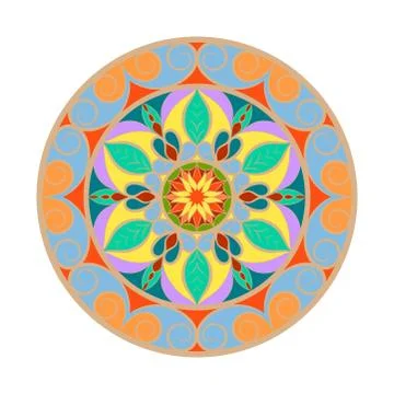 Vector Color Flower mandala over white Stock Illustration