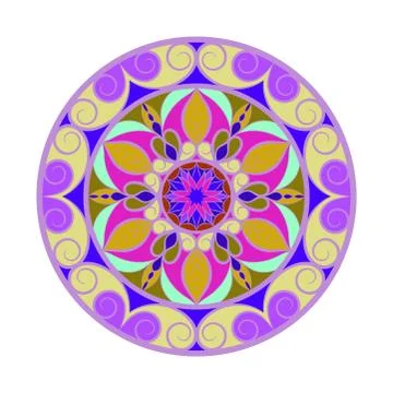 Vector Color Flower mandala over white Stock Illustration