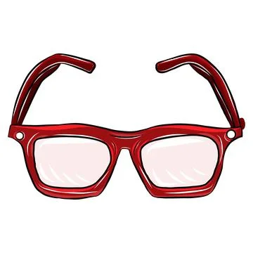 Vector color hand-drawn illustration. Red sunglasses, cartoon style, line art Illustration