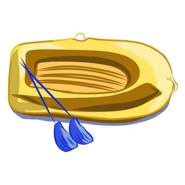 Vector color hand-drawn illustration of an inflatable boat for fishing Stock Illustration