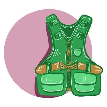 Vector color hand-drawn illustration of a life jacket Stock Illustration