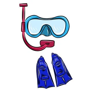 Vector color hand drawn set illustration, summer vacation accessories, black  Ilustração Stock