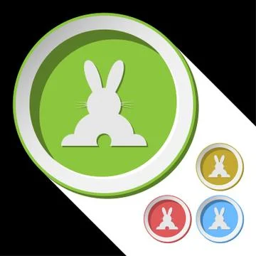 Vector color icons with back Easter bunny 스톡 일러스트