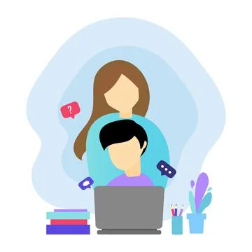 Vector color illustration, distance learning, online courses and business, ed Stock Illustration