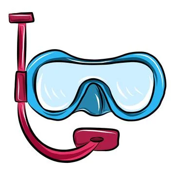 Vector color illustration of a hand-drawn underwater mask, for swimming in .. Illustration