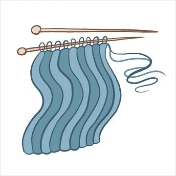 Vector color illustration of sample of knitted pattern on knitting needles Illustrazione stock