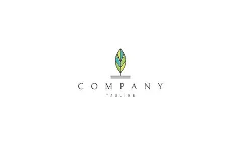 Vector color logo on which the abstract image of a leaf in the form of a tree. Stock Illustration