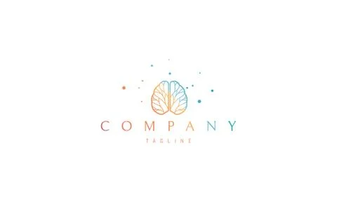 Vector color logo on which an abstract image of the brain in the form of a tree. Stock Illustration