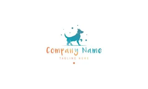 Vector color logo on which an abstract silhouette image of a playing dog. Stock Illustration