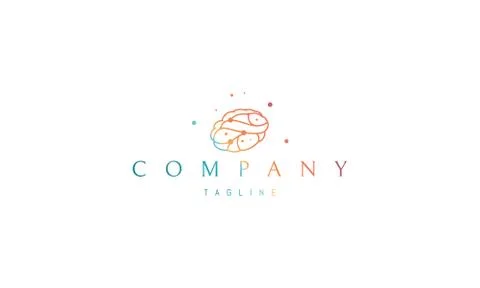 Vector color logo on which an abstract image of a digital brain. Stock Illustration