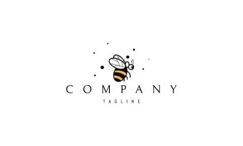 Vector color logo on which an abstract image of a funny flying bee on the Stock Illustration