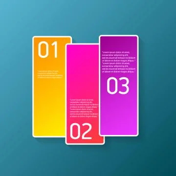 Vector color modern progress paper banners set with three options or steps can Illustrazione stock