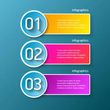 Vector color modern progress paper banners set with three options or steps can Illustrazione stock
