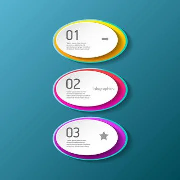 Vector color modern progress paper banners set with three options or steps can Illustrazione stock