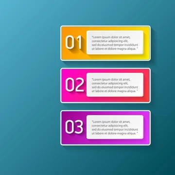 Vector color modern progress paper banners set with three options or steps can Illustrazione stock
