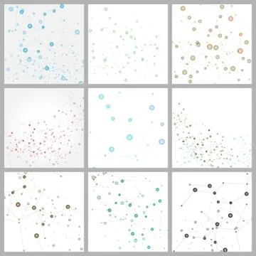 Vector color network connection and DNA atom Illustrazione stock