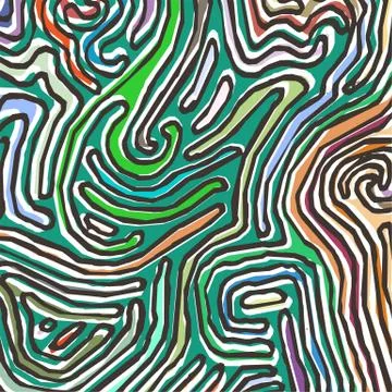 Vector color pattern, curved lines, black and white grunge background Stock Illustration