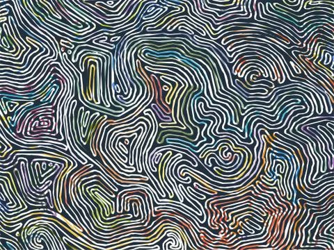 Vector color pattern, curved lines, black and white grunge background Stock Illustration