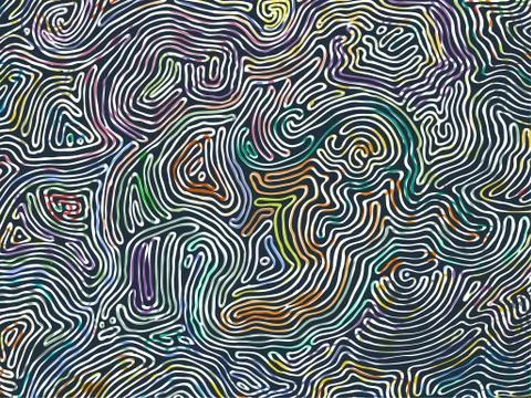 Vector color pattern, curved lines, black and white grunge background Stock Illustration