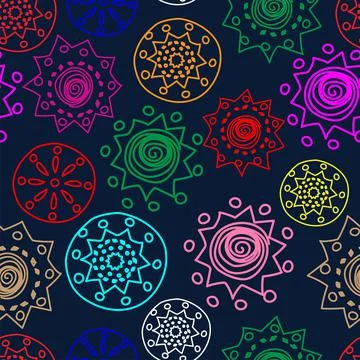 Vector color. Perforated pattern Papel Picado pattern, hand-drawn solid laces Stock Illustration