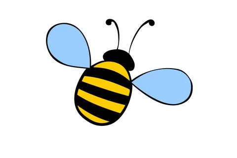 Vector color primitive fat little bee in flat style. Cute simple cartoon hone Illustrazione stock