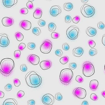 Vector Color seamless pattern with hand drawn scribble circles Stock Illustration