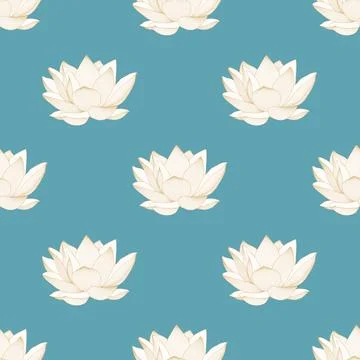 Vector color seamless pattern of lotus flowers. Graphics. 스톡 일러스트