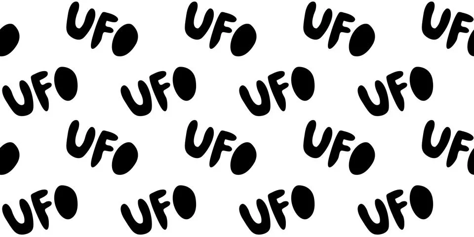 Vector color seamless pattern with the word UFO. Background and texture on th 스톡 일러스트